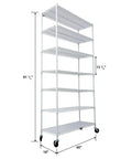 Seven Tier Heavy Duty Wire Storage Shelving Unit With Adjustable Shelves And Locking Casters 82 Inches Tall 48 By 18 Inch Base