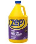 Heavy Duty Stain Resistant Floor Sealer One Gallon Clear Gloss Coating for concrete vinyl rubber in yellow container.