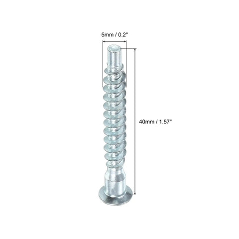 DIY Friendly Heavy Duty Furniture Confirmat Screws Set With Hex Socket Wood Screws Zinc Plated, 5x40mm dimensions shown.