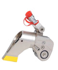 Heavy Duty Hydraulic Torque Wrench Built Badass With Rock Solid Anti Corrosion Alloy Square Drive Design For No Sweat Professional Grade High Torque Operations In Industrial Settings, showing a side view with yellow base.