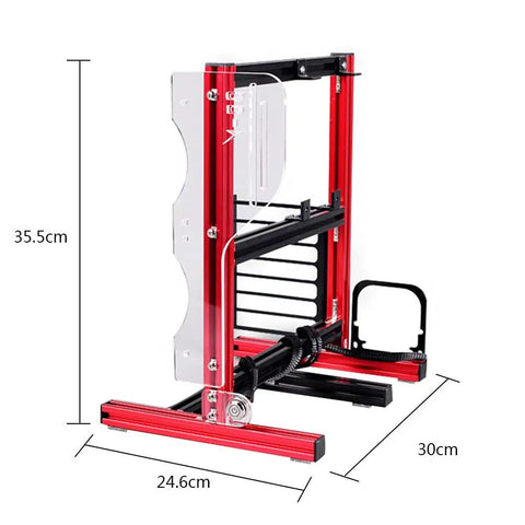 Open Air Test Bench Rig Frame For ATX MATX ITX Builds Aluminum DIY Chassis Easy Assembly With Superior Heat Dissipation And Water Cooling Space Red Finish side view