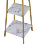 Tall Floor Lamp With Shelves And Gold Shade with marble-style shelves, part of Standing Reading Light For Living Room And Bedroom