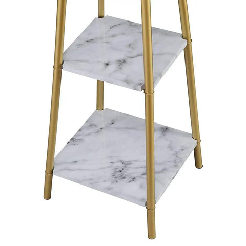 Tall Floor Lamp With Shelves And Gold Shade with marble-style shelves, part of Standing Reading Light For Living Room And Bedroom