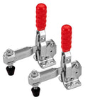 Two welding toggle clamps with rubber tips and red handles for woodworking fixtures and positioning jigs, 2 Pack Welding Toggle Clamps With Rubber Tips Hold Down Clamps Quick Release Iron Welding Tool For Woodworking Fixtures And Positioning Jigs Portable Desktop Clamp For Precise Adjustable Clamping Force