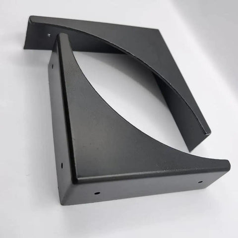Heavy Duty Black Metal Corner Protectors Four Piece Set, coated steel corner pads for furniture and shipping crates.