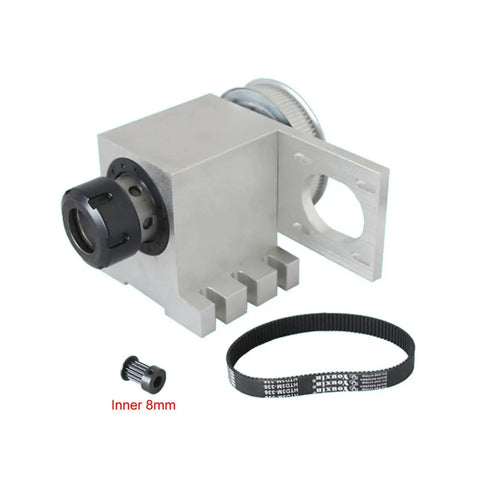 Heavy Duty Cnc Rotary Axis Four Axis Attachment With Er32 Collet Chuck And 65Mm Center Height For Woodworking Engraving Machines showing precision components and belt.