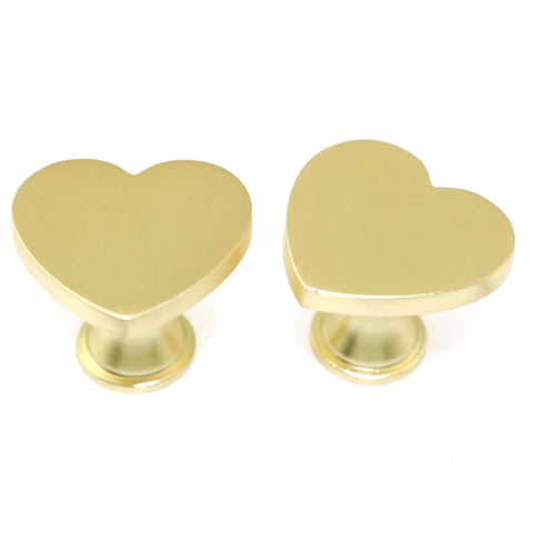 Gold Heart Shaped Single Hole Door Knob Set, 4 Pack, Zinc Alloy Cabinet Pulls