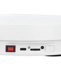 Electric Rotating Display Stand With Remote Control For Smooth 360 Degree Videos showing USB port and power switch.