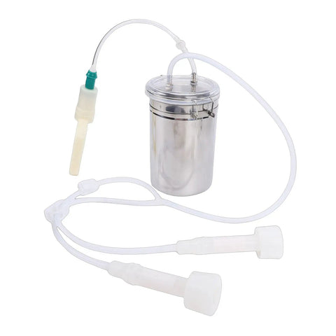 Manual Milking Machine With Strong Suction And 2000ml Stainless Steel Bottle close-up view of portable milking kit for dairy farms