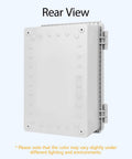 Built Tough IP67 Waterproof Junction Box with Heavy Duty Hinged Lid grey rear view showcasing ABS plastic construction and cable access.