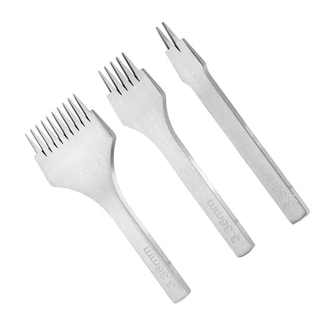Leather Stitching Chisel And Punch Set With 2 Prongs 5 Prongs And 10 Prongs White Steel For Leather Craft DIY Projects 3.85mm Pitch