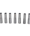 7 Piece MT Collet Set For 2MT MT2 Round Chuck Sizes 1/8 Inch, 3/16 Inch, 1/4 Inch, 5/16 Inch, 3/8 Inch, 7/16 Inch, 1/2 Inch Tool Steel in a line