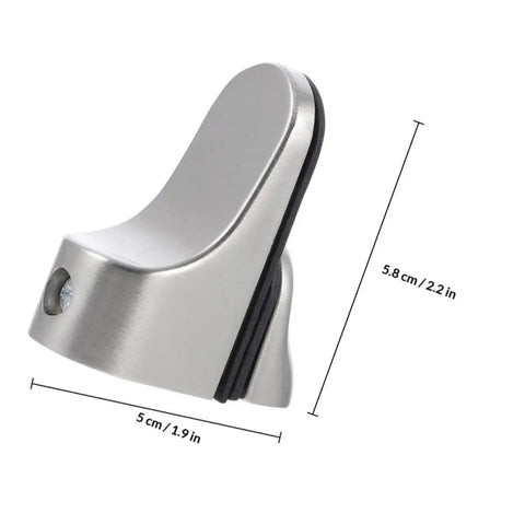 Close-up of a 4 Pack Adjustable Floating Glass Shelf Brackets Zinc Alloy Clamp Mounts For Wall Shelves And Bookshelves, showing size.