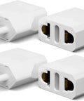 Four US to Europe Travel Plug Adapters Pack, Type C Pin European Outlet Converter Schuko Compatible for Italy Spain Germany France, EU White