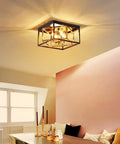 Modern Flush Mount Ceiling Light With E12 Base Three Lights Close To Ceiling Design Matte Black Exterior And Glossy Gold Inner Finish