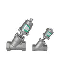 Stainless Steel Pneumatic Angle Seat Valve With Quick Shut Off And Female Thread For Water And Oil Applications One And One Quarter Inch A Type Single Acting Pressure Up To One Point Six MPa PTFE Sealing For Tight Heavy Duty Performance, DN32