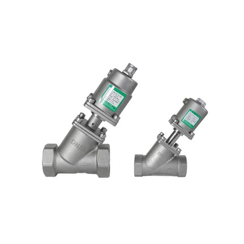 Stainless Steel Pneumatic Angle Seat Valve With Quick Shut Off And Female Thread For Water And Oil Applications One And One Quarter Inch A Type Single Acting Pressure Up To One Point Six MPa PTFE Sealing For Tight Heavy Duty Performance, DN32