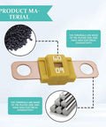 Heavy Duty Three Pack AMI Midi Automotive Fuses Offering Sixty Amp Bolt On Mounting For Smooth Circuit Protection Across Cars Trucks Golf Carts And Pickup Beds No Hassle Install with yellow fuse and zinc terminals.