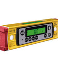 Heavy Duty Digital Spirit Level 9 Inch Torpedo Gauge With Dual Illuminated Lcd Displays IP67 Waterproof Dustproof Rugged Tool at angle.