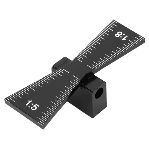 Heavy Duty Aluminum Alloy Dovetail Marking Gauge And Woodworking Scriber Ruler For Cork And Solid Hardwood Joinery Featuring Hella Precise Scale Etchings With A No Fuss Design, showing precise angles and engraved slots.