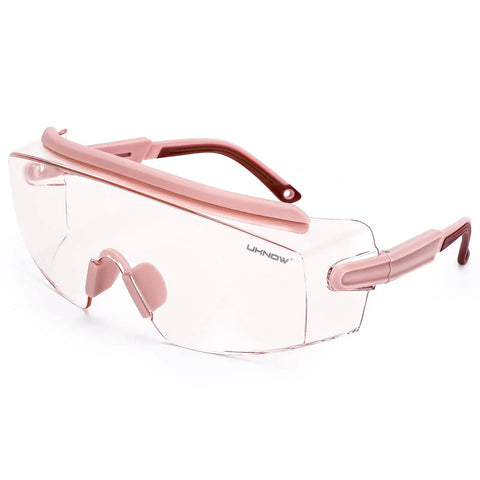 Over Glasses Safety Goggles With Anti Fog Wraparound Lens For Prescription Glasses, protective eye gear in pink frame