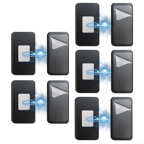 Magnetic Cabinet Catches Set for Doors and Drawers, Invisible Latch Kit, 5-Piece, 4 by 2 cm, Silver and Black