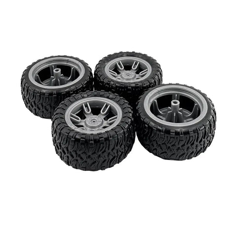 4 Piece 60mm Toy Car Wheel Set With Rubber Tires And 3mm Shafts For RC Cars Trucks Robots And DIY Model Projects Rad Replacement Part For Hobbyists And Kid Builders Kit Builds