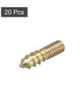Twenty Pack M6x25mm Carbon Steel Hanger Bolts For Wood Furniture, individual hanger bolt showcasing double ended thread design.