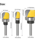 1/4 Inch Shank Bowl And Tray Router Bit Set 3 Pieces Cove Juice Groove Router Bits With Ball Bearing For Dish Carving