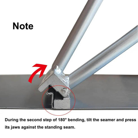 Process of using Standing Seam Roofing Hand Seamer For 0.8 To 1 Millimeter Metal Panels Heavy Duty Sheet Metal Bender on roof seam