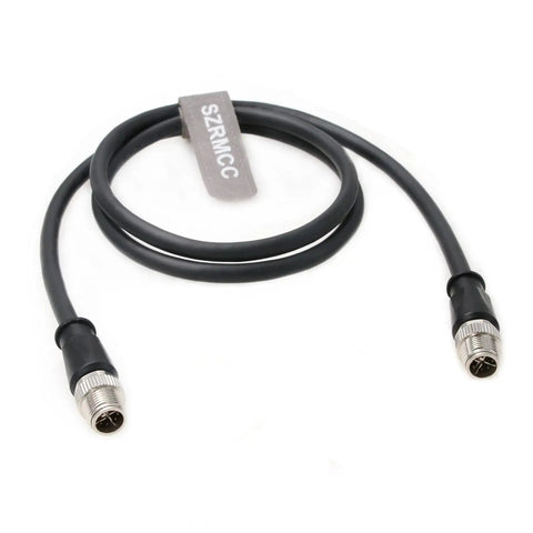 M12 X Code 8-Pin Male To Male Ethernet Cable Cat7e Gigabit Shielded IP67 for Industrial Cameras, 2m coiled view