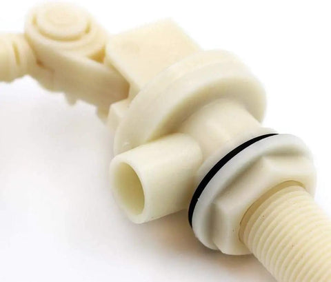 2 Pack Float Valve Automatic Water Dispenser For Pets And Livestock Stable Shut Off Half Inch Inlet Auto Waterer Bowl Fill Adjustable Arm Trough For Horses Cattle Sheep Pigs And Dogs, white plastic