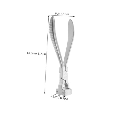 Eyeglass Adjustment Pliers for Nose Pad Screws Quick Fix Tool with dimensions shown for precise repairs and DIY eyewear adjustments.