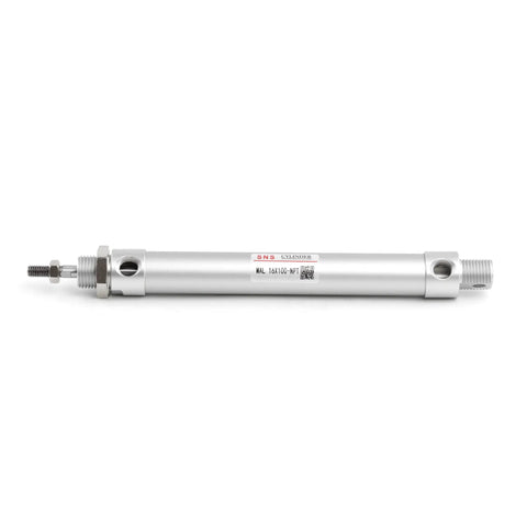 Aluminum Alloy Pneumatic Mini Air Cylinder 16mm Bore 100mm Stroke Double Acting With NPT 1/8 Port shown horizontally