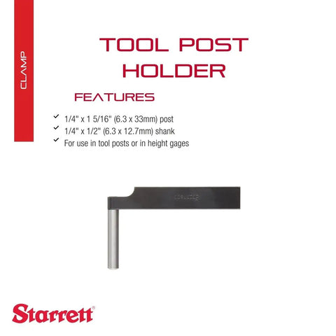 Tool Post Holder For Tool Posts And Height Gages, One Quarter Inch Post, One Quarter By One Half Inch Shank, shown with features