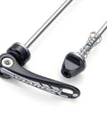 Close-up of MTB Quick Release Skewers Front And Rear Set Aluminum Alloy Bicycle Wheel Axles With QR Levers Easy Install