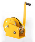 Heavy Duty Hand Winch 2425 Lb 1100 Kg Manual Two Way Self Locking With 30 M Wire in yellow, side view for trailers and lifting