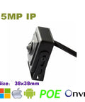 Indoor 5MP Mini Cube Security IP Camera With POE 3.7mm Lens showing compact design and single cable connection for power and data