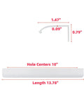 White Curved Edge Finger Pulls Six Pack 13 Inch Aluminum Back Mount Cabinet Handles With 10 Inch Hole Centers dimensions