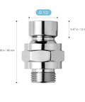 All Metal Shower Head Swivel Ball Adapter With Adjustable Arm Extension Connector, G 1/2 chrome brass, 48 mm