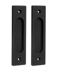 2 Pack 6 Inch Sliding Barn Door Handles And Rectangular Pocket Door Pulls In Matte Black, for rustic style pocket or barn doors