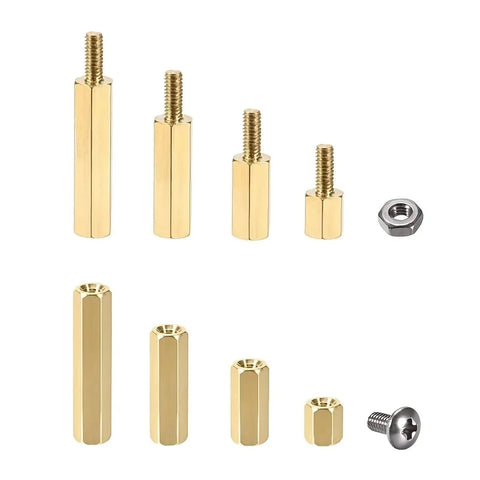 280 Pcs M2.5 Brass Spacer Standoff Kit With Stainless Steel Screws And Nuts, Male-Female Threads, Pro-Grade Hardware Set For DIY Projects And Quick Easy Install, brass spacers with screw and nut