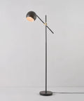60-Inch Floor Lamp With Matte Black Finish, Brass Pivot, Metal Shade, Adjustable Arm, Inline On Off Foot Switch, 6 Foot Cord