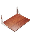 Heavy Duty Triangular Wall Bracket Stainless Steel Shelf Support Large Space Saving Desk Corbel No Sweat Setup For Dining Tables And Heavy Loads Wood Grain Finish shown with wooden shelf attached.