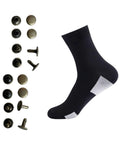 Zureto copper grounding rivet kit with caps and rivets beside a black ankle sock