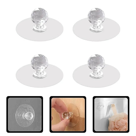4 Pack Round Cabinet Pulls And Drawer Knobs No Drill Invisible Door Handles For Furniture Glass Door Compatible Easy Install