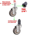Pack Of Ten Heavy Duty Plastic Caster Socket Sleeves, 7/16 Inch round stem bullets shown with dimensions and installation info.
