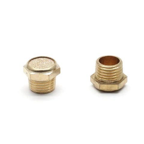 Pneumatic Exhaust Muffler G1/4 Brass Flat Type Silencer For Air Cylinders And Solenoid Valves, Sintered Bronze Breather Vent Filter