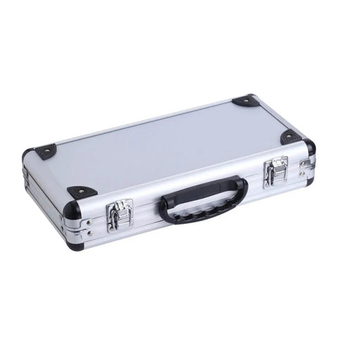 Rock Solid 24 Piece 6.35 Mm Shank Carbide Router Bit Collection With Precision Face Mill And Rugged Aluminum Storage Box, closed case.