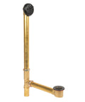 Fresh Matte Black Bathtub Drain Kit Boasting Slick Trip Lever Overflow With Premium 20 Gauge Brass Tubing For A Totally On Point Modern Bathroom Remodel Statement showing drain assembly in brass with black trip lever.